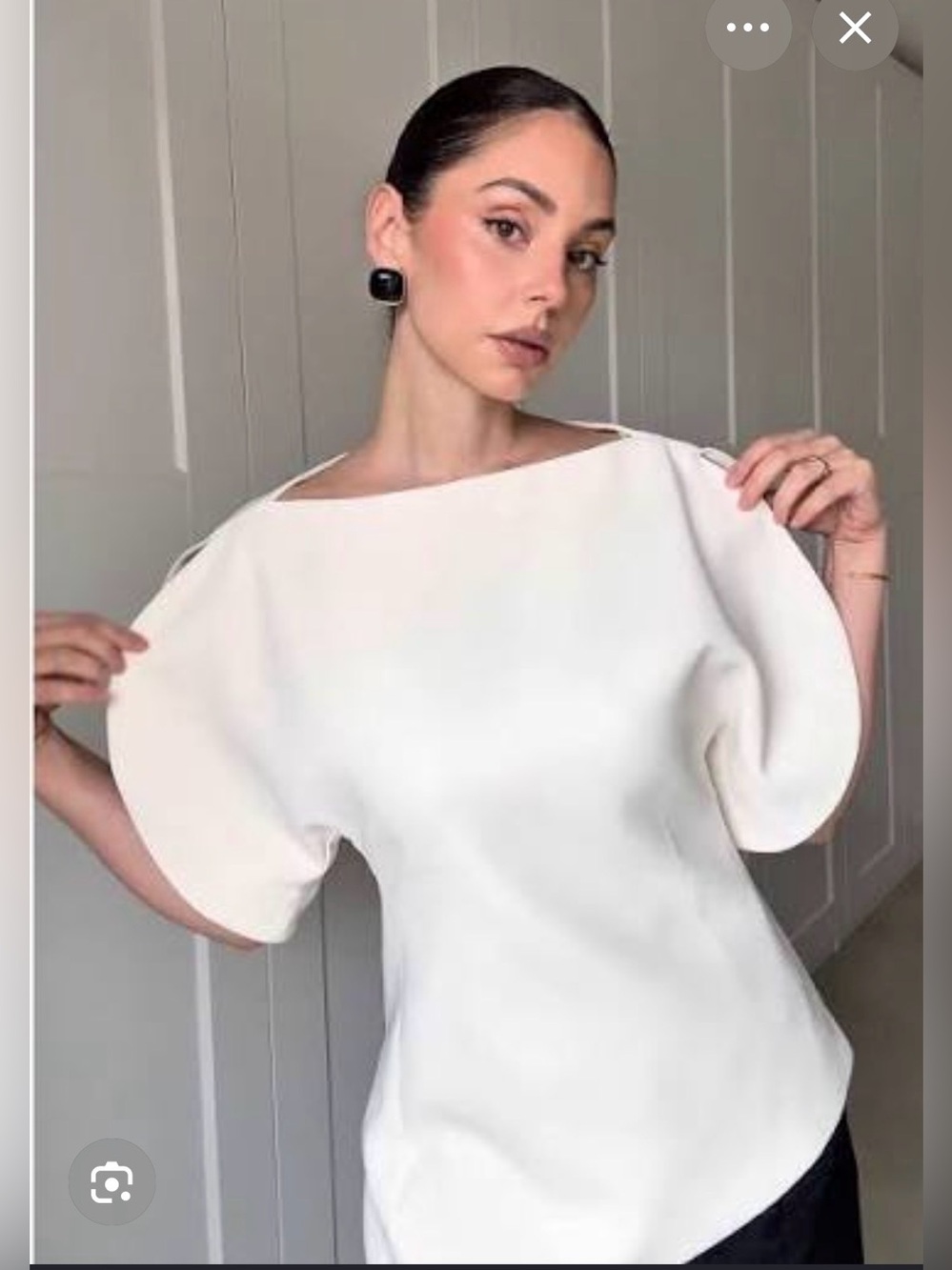 🔥🔥Zara Ivory Boatneck Puff-Sleeve Women's Top